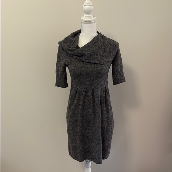 Gianni Bini Gray 100 % cashmere Dress with Cowl Neck and 3/4 Sleeves - Picture 1 of 5